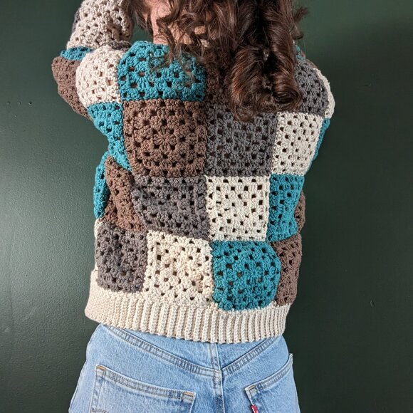 Handmade Crochet Granny Square Cardigan - Picture 3 of 9
